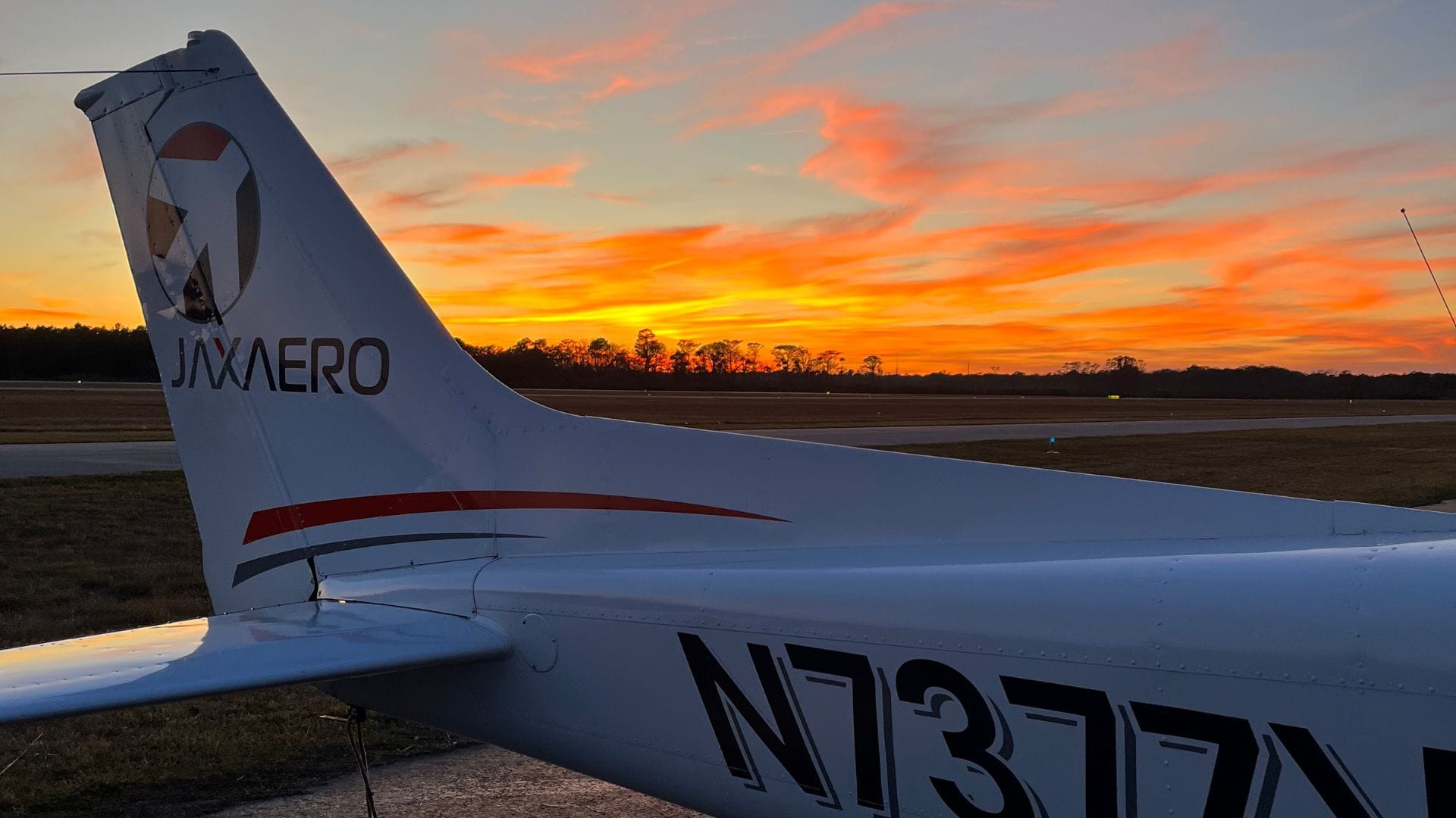Plane at sunrise.